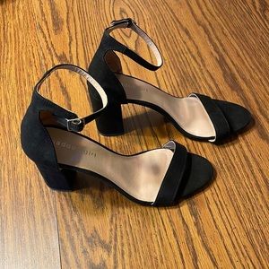 Madden Girl Black Suede Block Heel Sandals